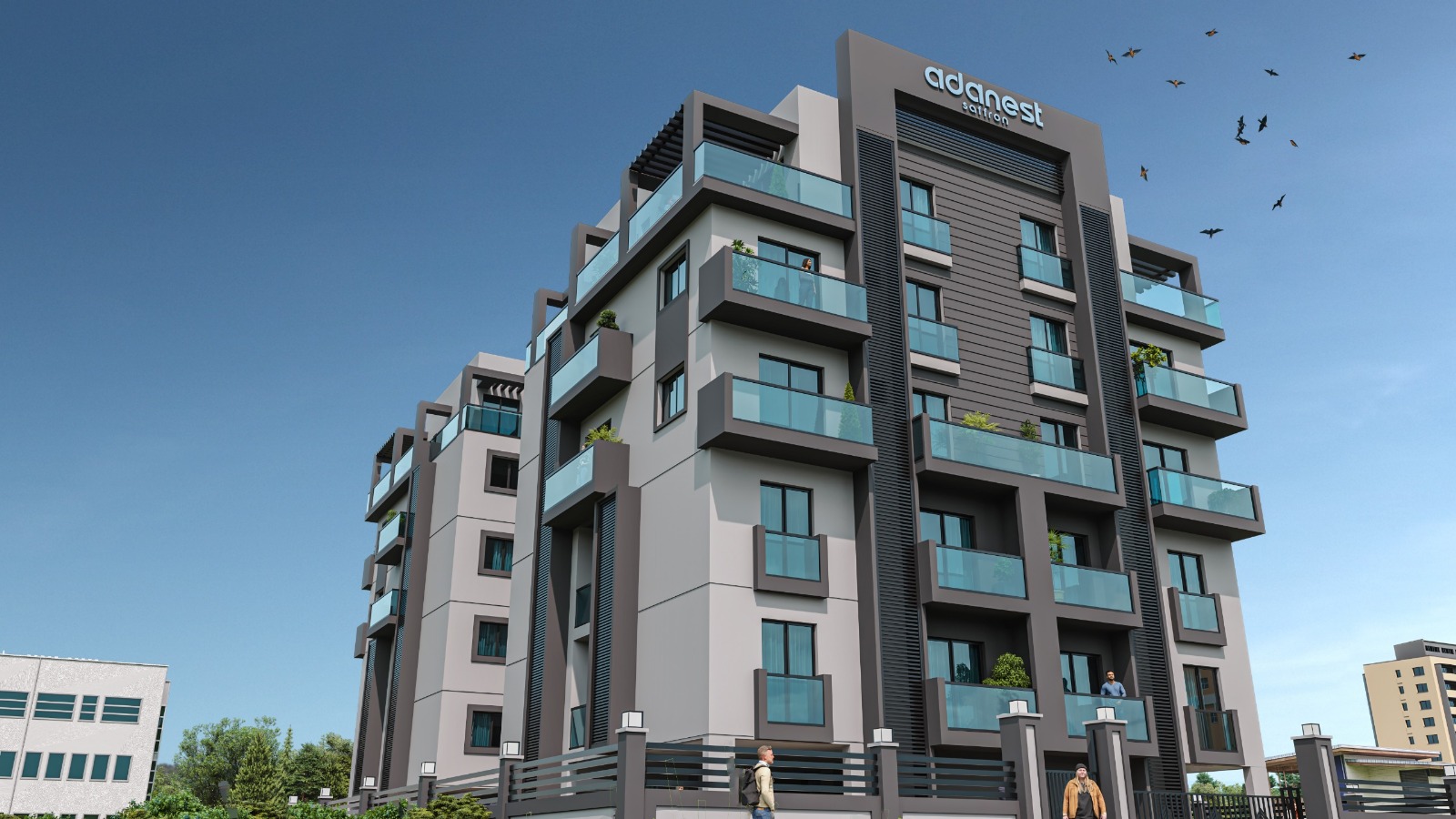 Saffron exterior — balconies
